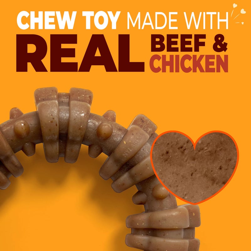Nylabone Textured Ring Strong Chew Toy for Dogs Made with Real Beef & Chicken, Durable Dog Chew Bones for Aggressive Chewers, Keeps Dogs Busy, X-Large Dog Toys - 50+ lbs, 1 Count - Image 3