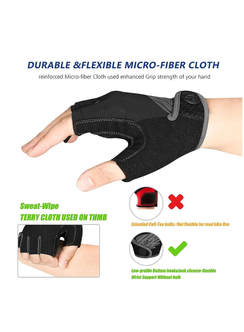 Y&D Sports Cycling Bike Gloves Anti Slip Shock Absorbing Half Finger Sporting for Men Women Breathable Mountain Adult Workout Motorcycle Gym Training Outdoor (L Size) - Image 4