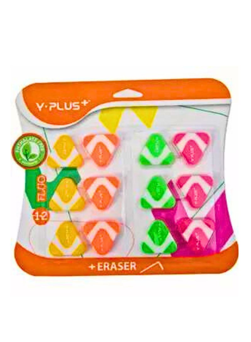 YPlus Fluo Eraser (Pack of 12 Pieces) - Image 2