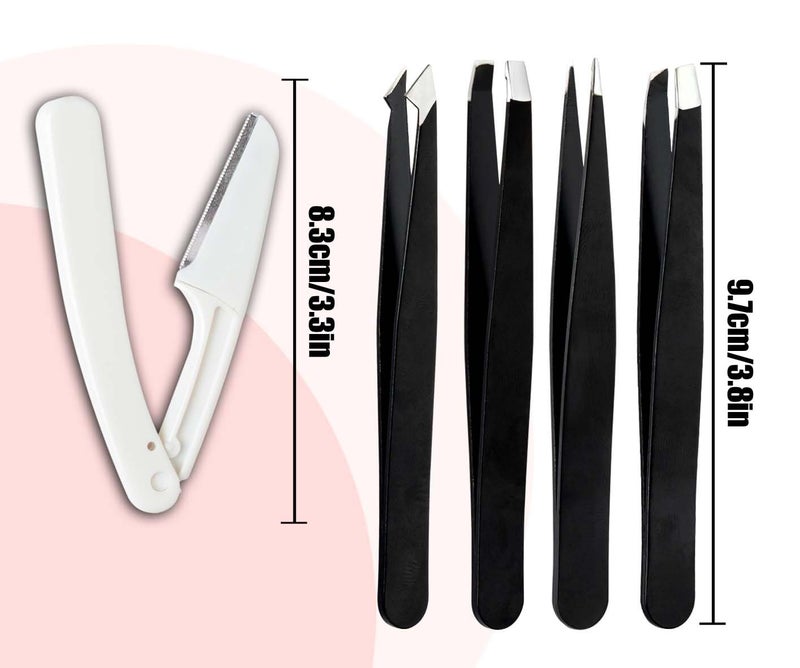 Muzioiernsu Tweezers Kit Tweezer for Women Facial Hair Removal Tweezers Professional Tweezers Set Eyebrow Tweezer, [9+1 PCS] Professional Stainless Steel Eyebrow for Women &Men,Black Beauty Sets - Image 2