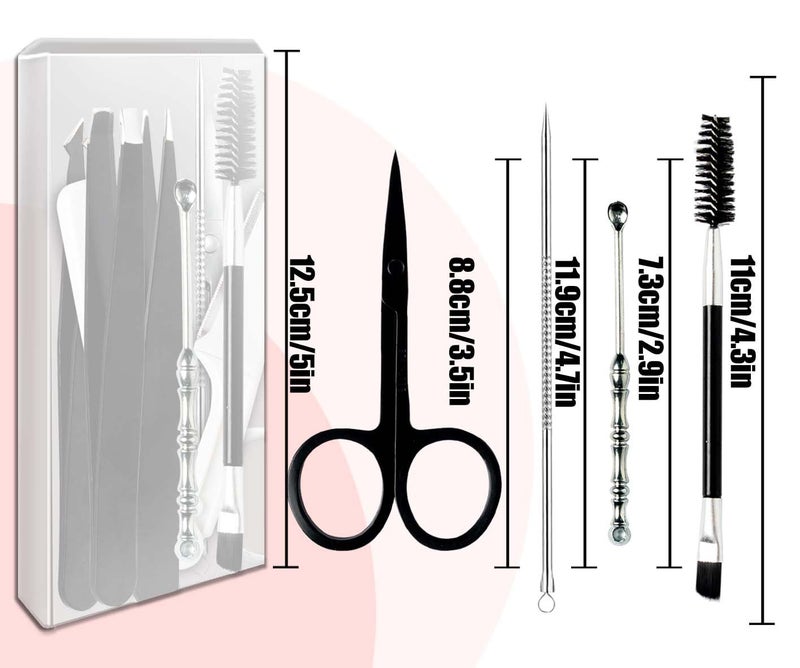Muzioiernsu Tweezers Kit Tweezer for Women Facial Hair Removal Tweezers Professional Tweezers Set Eyebrow Tweezer, [9+1 PCS] Professional Stainless Steel Eyebrow for Women &Men,Black Beauty Sets - Image 3