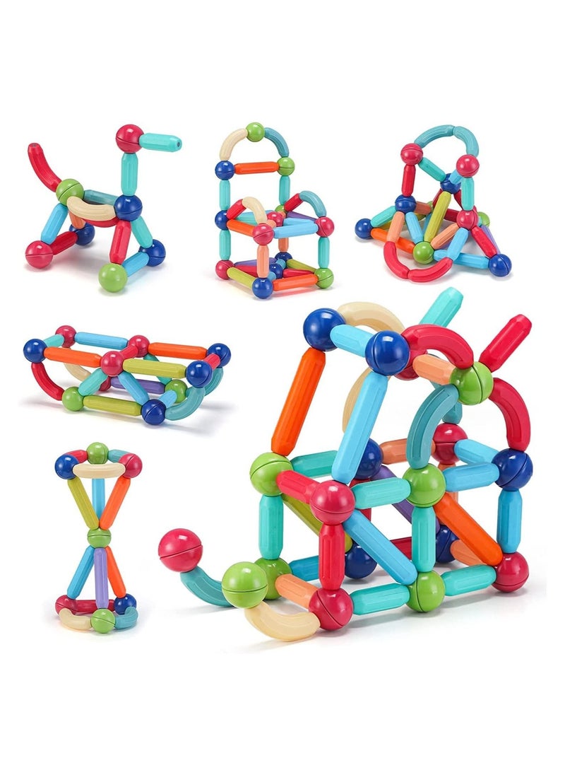 Swift 64 Pcs Magnetic Building Stick Blocks Tiles STEM Toys for Boys and Girls Learning by Playing Games for Toddler Kids Toys Construction Playboards Toys Inspirational Educational Conventional 