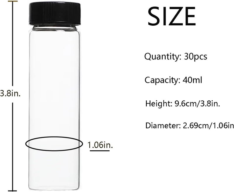 BKMAMLAB 40ml Clear Small Glass Vials 30pcs with Screw Caps(30pcs) - Image 2