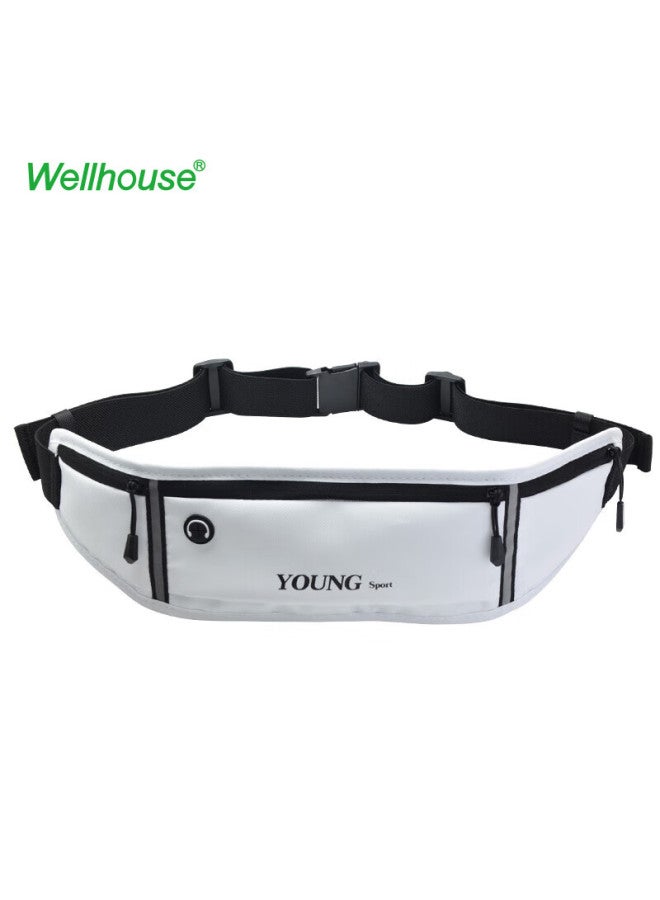 Wellhouse Sports Waist Pack Streamlined Design For Cycling, Running, Fitness, Hiking, Trekking With Reflective Strips, White - Image 1