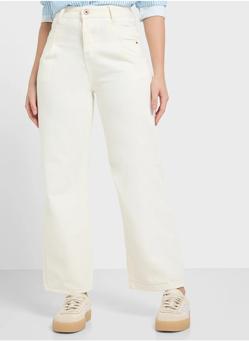 جينجر Hight Waist Wide Leg Jeans