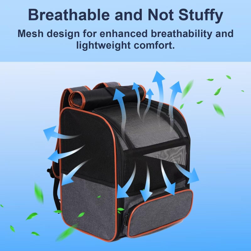 Pesen Cat Backpack Carrier, Breathable & Foldable Pet Carriers for Cats, Small Dogs and Rabbits Under 15 lbs, Airline Approved Dog & Cat Carrier Backpack for Hiking, Travel, Camping, Dark Gray - Image 3
