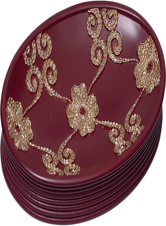 Popular Bath صحن صابون استحمام شائع، مجموعة فليغانت روزا، بورغندي/ذهبي - Image 1