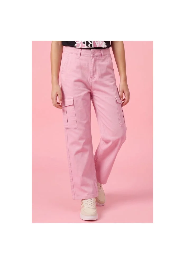 R&b Solid Cargo Pants with Button Closure