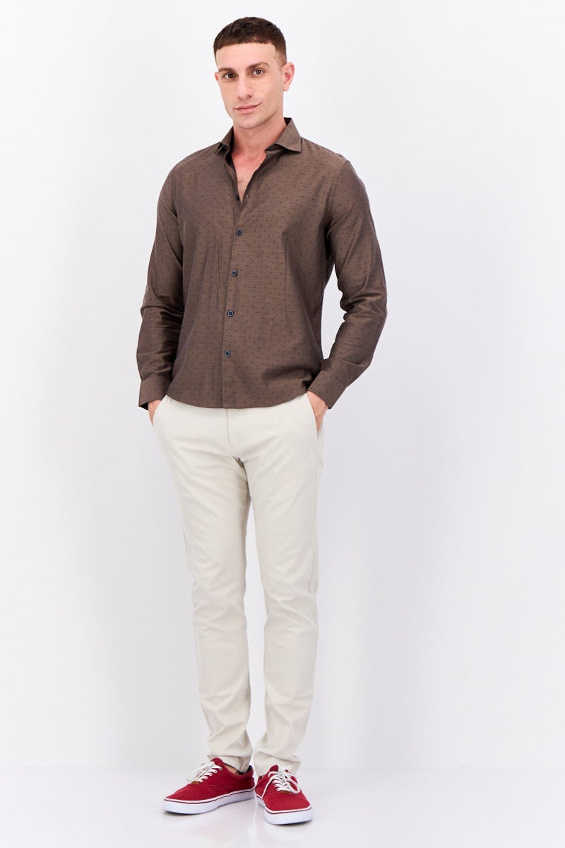 Sorbino Men Regular Fit Allover Printed Long Sleeves Casual Shirt, Coffee Brown  - Image 4