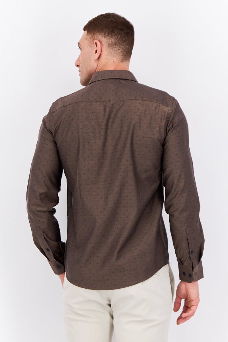 Sorbino Men Regular Fit Allover Printed Long Sleeves Casual Shirt, Coffee Brown  - Image 3