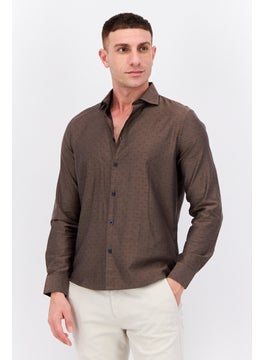 Sorbino Men Regular Fit Allover Printed Long Sleeves Casual Shirt, Coffee Brown  - Image 1