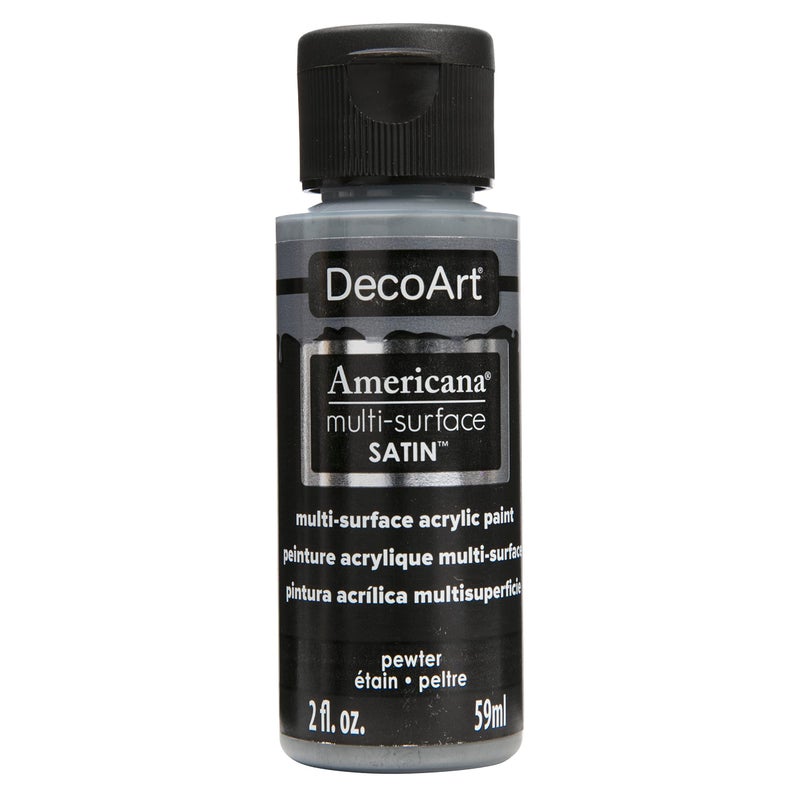 DecoArt Americana Multi-Surface Satin Acrylic Paint 2oz-Pewter - Image 1