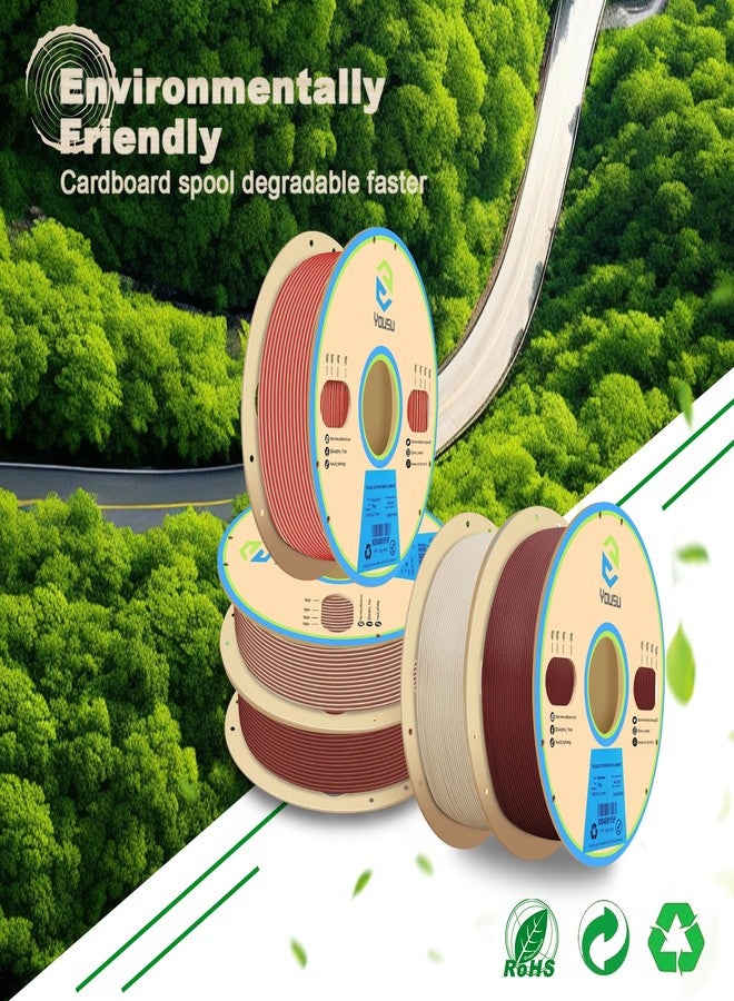YOUSU Dual Color Wood PLA Filament 1.75mm Bundle,Multicolor 3D Printer Filament,Wood Filament Add More Than 20% Real Wood Fibers,3D Printing Filament Fits for Most FDM 3D Printers,4 X 250G - Image 5