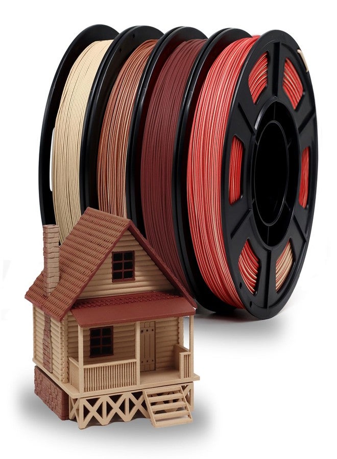 YOUSU Dual Color Wood PLA Filament 1.75mm Bundle,Multicolor 3D Printer Filament,Wood Filament Add More Than 20% Real Wood Fibers,3D Printing Filament Fits for Most FDM 3D Printers,4 X 250G - Image 1