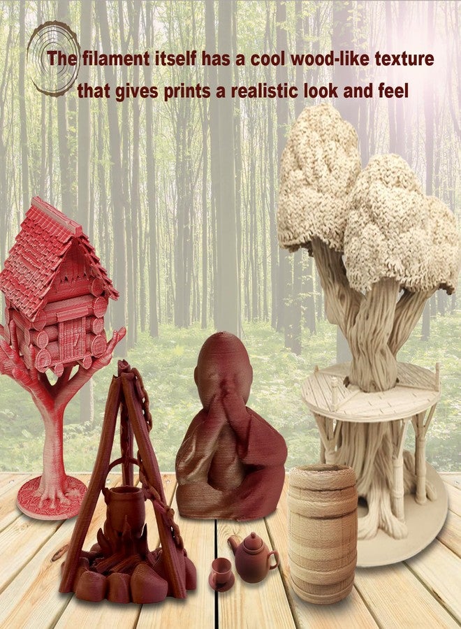 YOUSU Dual Color Wood PLA Filament 1.75mm Bundle,Multicolor 3D Printer Filament,Wood Filament Add More Than 20% Real Wood Fibers,3D Printing Filament Fits for Most FDM 3D Printers,4 X 250G - Image 4