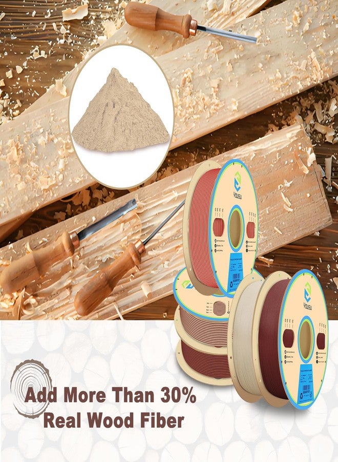 YOUSU Dual Color Wood PLA Filament 1.75mm Bundle,Multicolor 3D Printer Filament,Wood Filament Add More Than 20% Real Wood Fibers,3D Printing Filament Fits for Most FDM 3D Printers,4 X 250G - Image 3