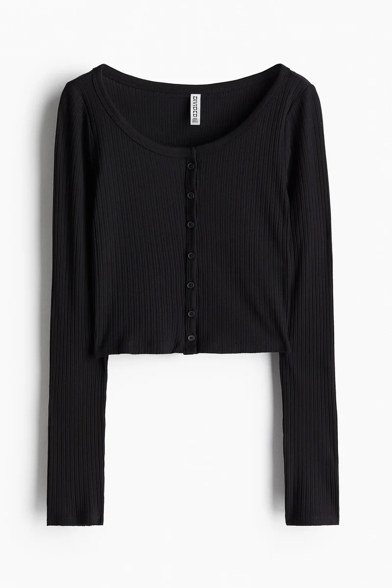 H&M Ribbed Button-Front Top