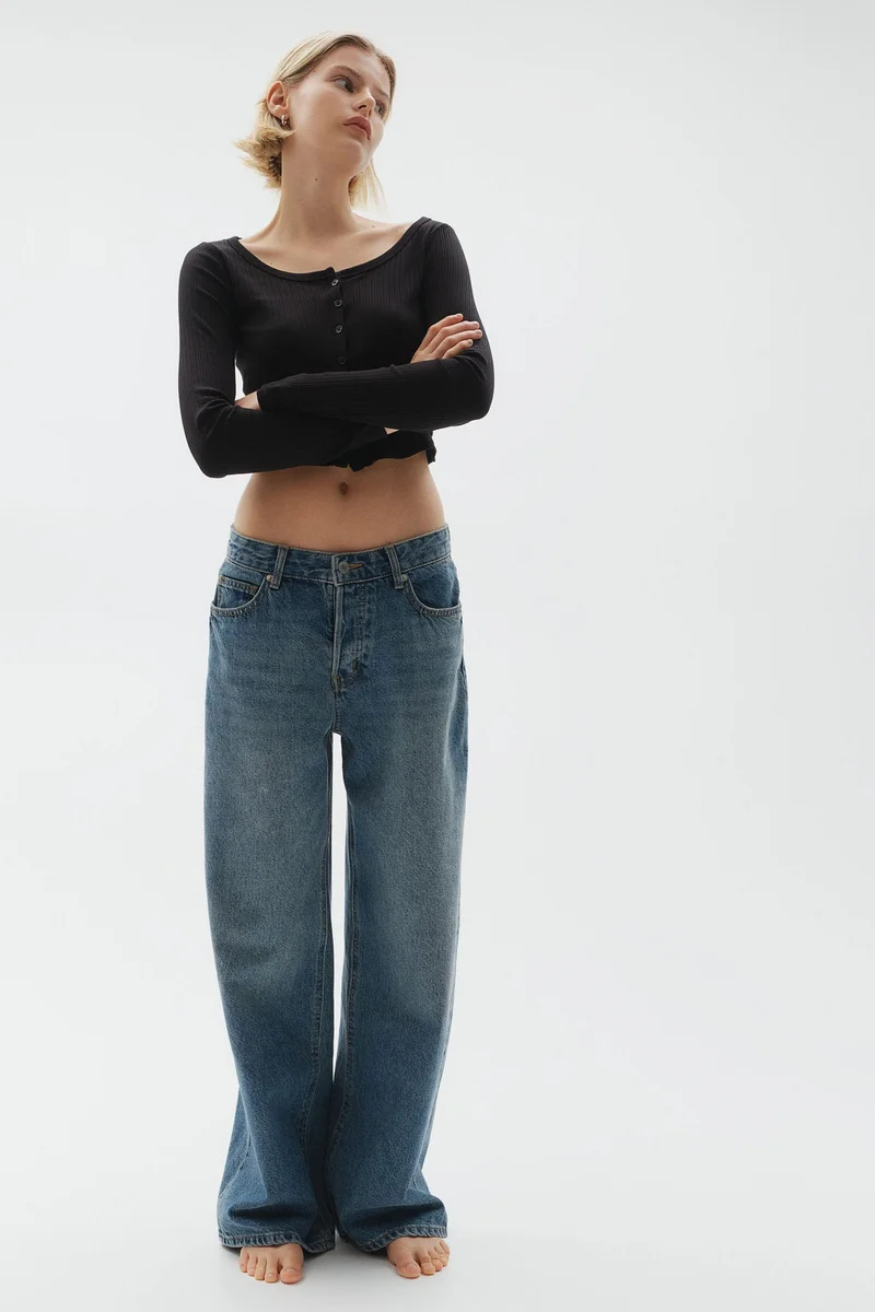 H&M Ribbed Button-Front Top