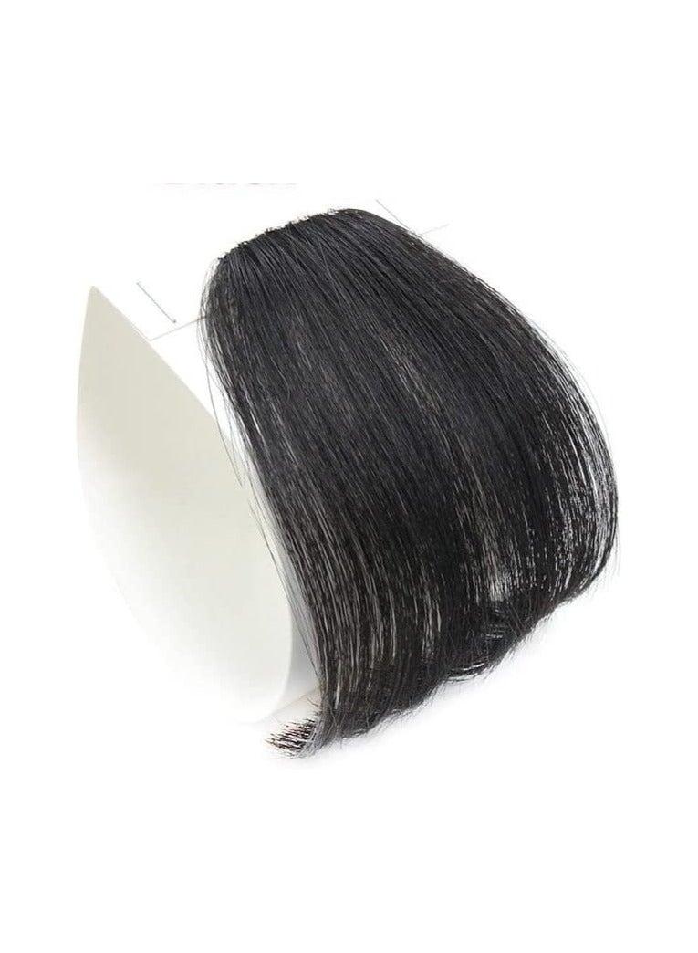 Estelle Clip in Air Bangs,100% Human Hair  Natural Clip-on Fringe  with Nice Net Temples for Women, One Piece Hairpiece ,Color  Dark Black - Image 5