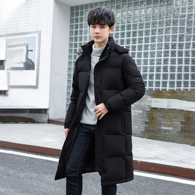 New Chinese Style Long Over-The-Knee Couple'S Down Jacket Thickened Fashion Trendy Men'S And Women'S Same Coat Group Purchase School Uniform - Image 1