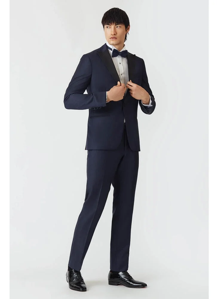 Bisse Men's Regular Fit Pointed Collar Tuxedo Navy Blue PSM18Y18120_D39