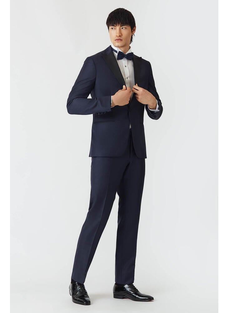 Bisse Men's Regular Fit Pointed Collar Tuxedo Navy Blue PSM18Y18120_D39  - Image 1