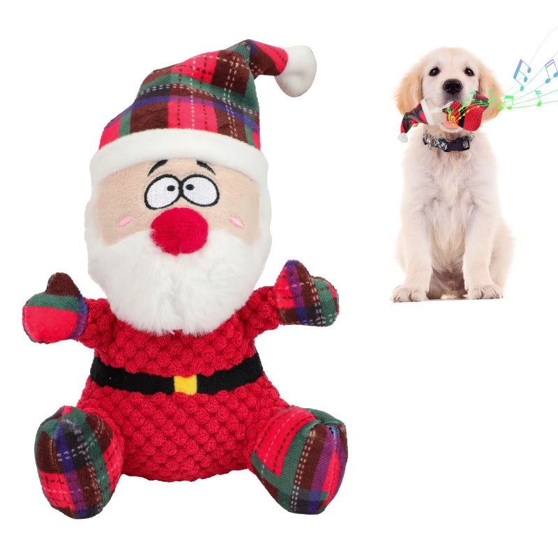 YUEPET Christmas Dog Squeaky Toys Plush Dog Toys for Cleaning Teeth Funny Santa Interactive Dog Toys Suitable for Puppies Small Medium Dogs - Image 2