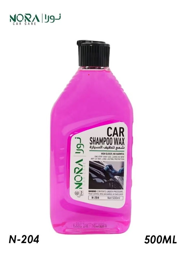 Car Shampoo Wax N-204 500ml Pink | Dual Action Wash & Wax Formula | Thick Foaming, pH Balanced, Colour Safe, UV Protection | Gentle on Car Paint, Enhances Shine, Removes Dirt & Grime | For Bucket Wash, Foam Spray & Machine Wash
