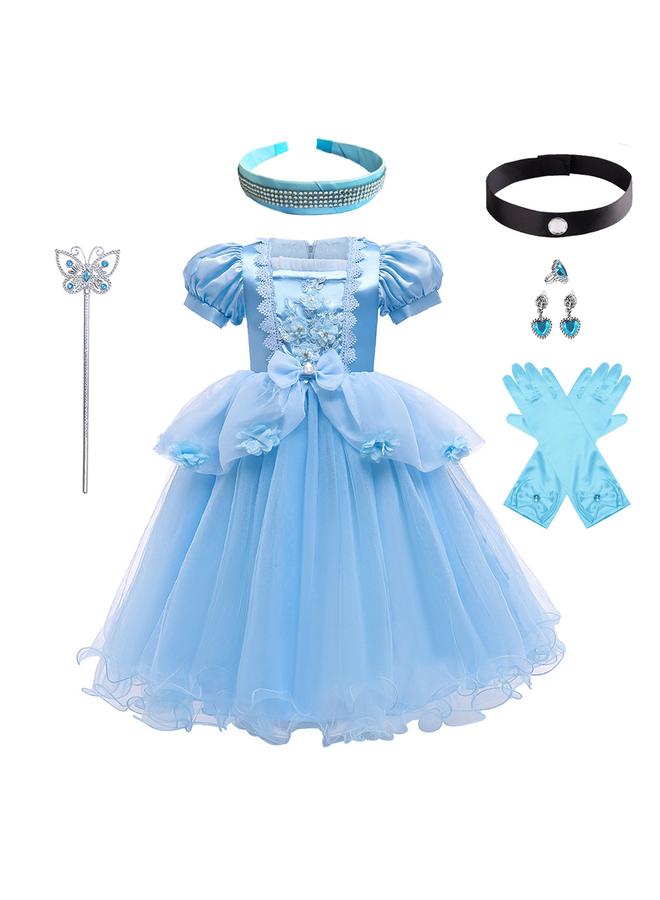 Y&D Girls Princess Dress Up Costume Butterfly Tulle Dress+Accessories Birthday Party  Carnival Cosplay - Image 1