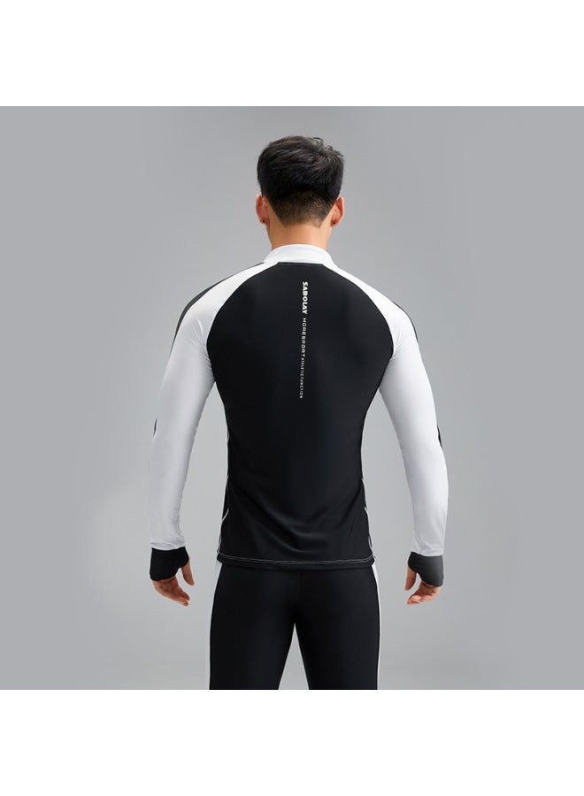 Loquat 2023 Summer Sun Protection UPF50 + Men's Cardigan Split Swimsuit Quick-drying Nylon Swimming Surfing Suit-Color:NK23-23-1 Black Trousers- - Image 4