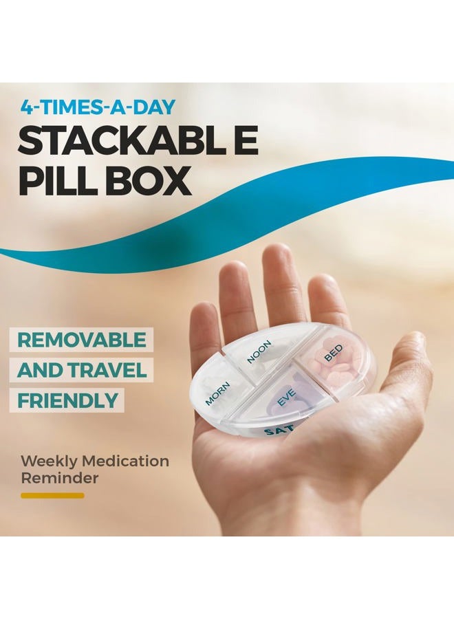 MEDca Weekly Pill Organizer, Pack of 2 Dispensers, 7 Stackable Compartments Four Times-a-Day - Morning, Noon, Evening, and Bedtime, Grey - Image 3