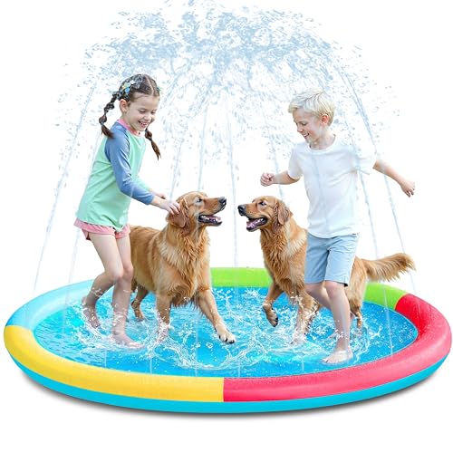 SLOOSH 72 NonSlip Splash Pad Sprinkler Outdoor Water Play Toys Backyard Fountain Mat for Toddlers Kids Dogs Thickened Sprinkler Outside Pool Party Durable for Girls Boys Pets 72in Multicolor - Image 1