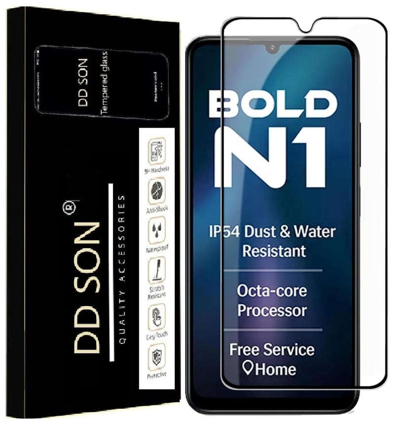 DD SON Tempered Glass Screen Protector Compatible for Lava Bold N1 5G (6.75 Inch) with Edge to Edge Coverage and Easy Installation kit,Blac - Image 1