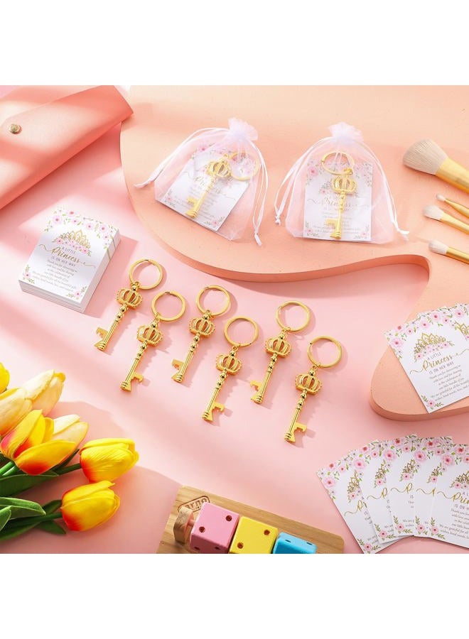 Ferreve 50 Sets Baby Shower Bottle Opener Favors Included Bottle Opener Keychain Crown Charms Keychain Thank You Cards Organza Bags Baby Shower Return Gifts for Guests - Image 5