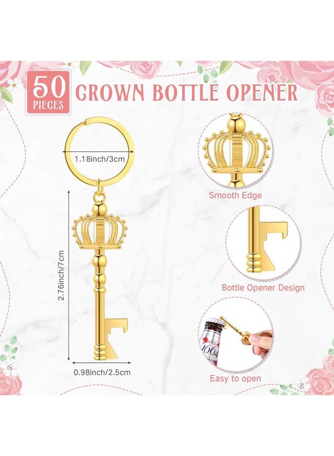 Ferreve 50 Sets Baby Shower Bottle Opener Favors Included Bottle Opener Keychain Crown Charms Keychain Thank You Cards Organza Bags Baby Shower Return Gifts for Guests - Image 2
