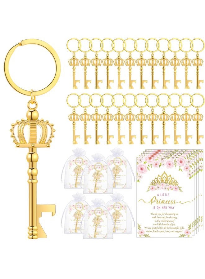 Ferreve 50 Sets Baby Shower Bottle Opener Favors Included Bottle Opener Keychain Crown Charms Keychain Thank You Cards Organza Bags Baby Shower Return Gifts for Guests - Image 1