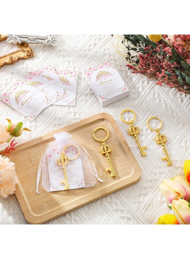 Ferreve 50 Sets Baby Shower Bottle Opener Favors Included Bottle Opener Keychain Crown Charms Keychain Thank You Cards Organza Bags Baby Shower Return Gifts for Guests - Image 4