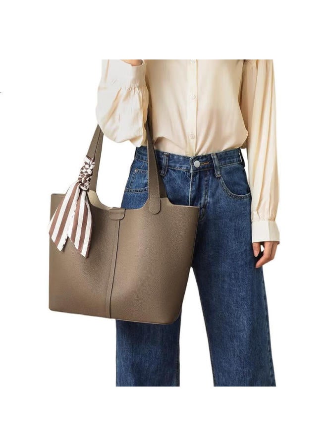 Viney Women'S Cowhide Large Capacity Tote Bag, Light Luxury Armpit Single Shoulder Birthday Gift High-End Feeling For Girlfriend/Wife - Image 1