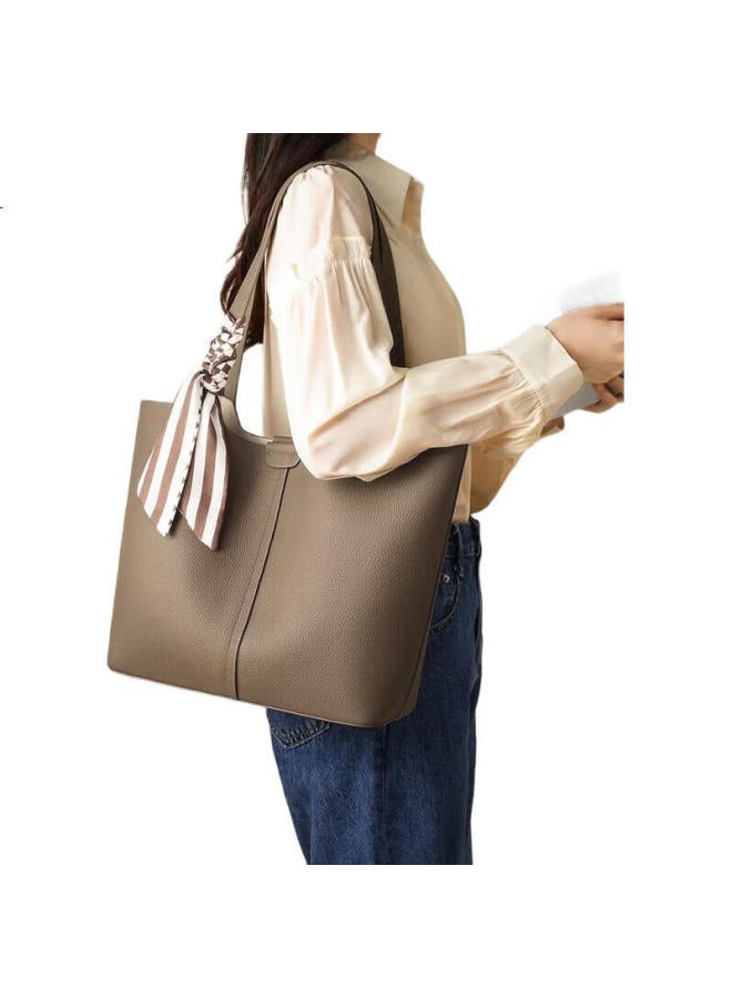 Viney Women'S Cowhide Large Capacity Tote Bag, Light Luxury Armpit Single Shoulder Birthday Gift High-End Feeling For Girlfriend/Wife - Image 3