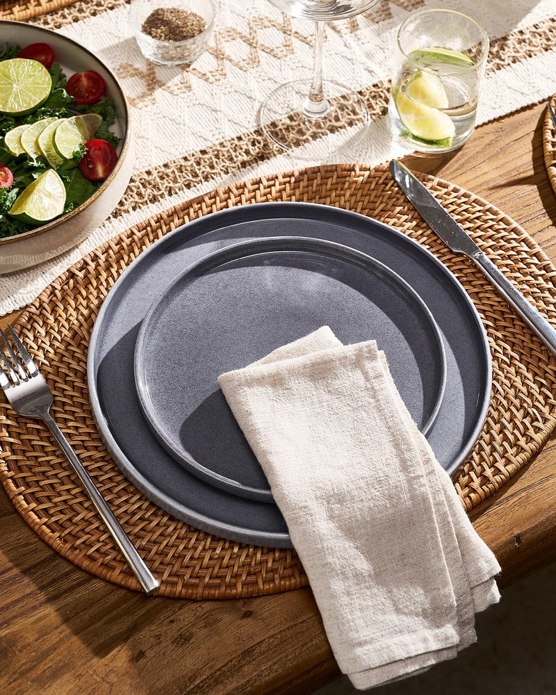 Famiware Annecy Plates and Bowls Sets, 12 Pieces Dinnerware Sets, Microwave and Dishwasher Safe Dishes Set for 4, Chip and Scratch Resistant, Misty-Blue - Image 4