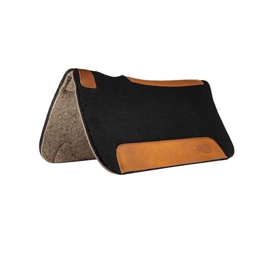 Weaver Leather Weaver Equine 25 x 26 Pony Contoured Pure Wool Felt Horse Saddle Pad Shock Absorbing Western Saddle Pad for Comfort Protection BlackNatural - Image 1