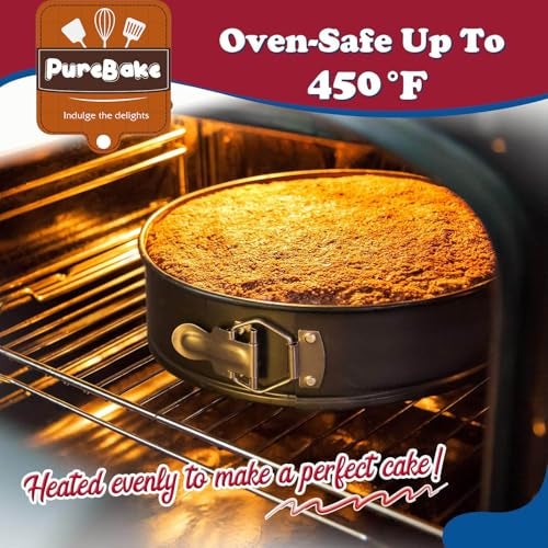 PureBake Springform Cake Pan, 22 cm, Non-Stick with Removable Bottom, Oven-Safe to 450°F, Black - Image 3