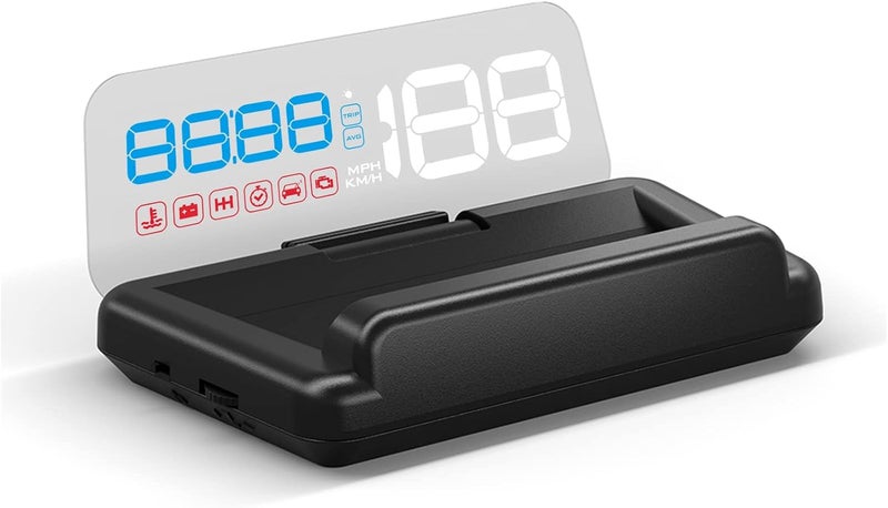 wiiyii C500 Heads Up Display for Cars - Digital GPS Speedometer with Reflector, Speed, RPM, Water Temperature, Over Speed Alarm, and Fatigue Driving Reminder - Image 1
