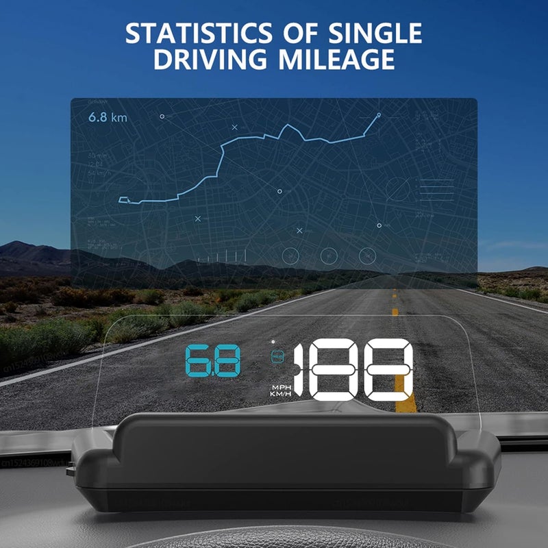wiiyii C500 Heads Up Display for Cars - Digital GPS Speedometer with Reflector, Speed, RPM, Water Temperature, Over Speed Alarm, and Fatigue Driving Reminder - Image 4