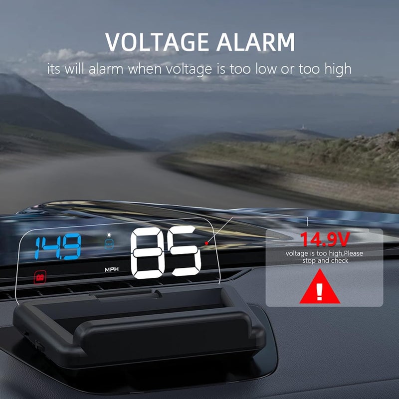 wiiyii C500 Heads Up Display for Cars - Digital GPS Speedometer with Reflector, Speed, RPM, Water Temperature, Over Speed Alarm, and Fatigue Driving Reminder - Image 5