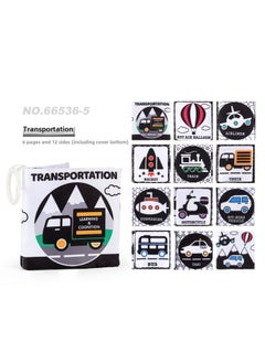 Generic Baby Visual Enlightenment Black And White Cloth Book Baby Tear Not To Rot Early Education Pop-up Book Fun Cognitive Educational Toys-Color:NO.66536-5 Transportation Black And White Cloth Book 38.6g  - Image 1