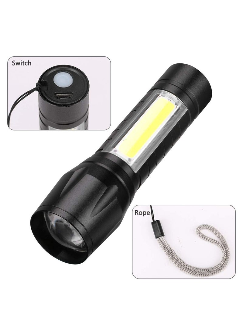 Sarjak - Sarjak Rechargeable Spot Torch 2 in 1 Led Flashlight Zoom Torch Mini Size Telescopic Portable Torch with Pen Clip Outdoor Other Camping Aluminum - Image 1