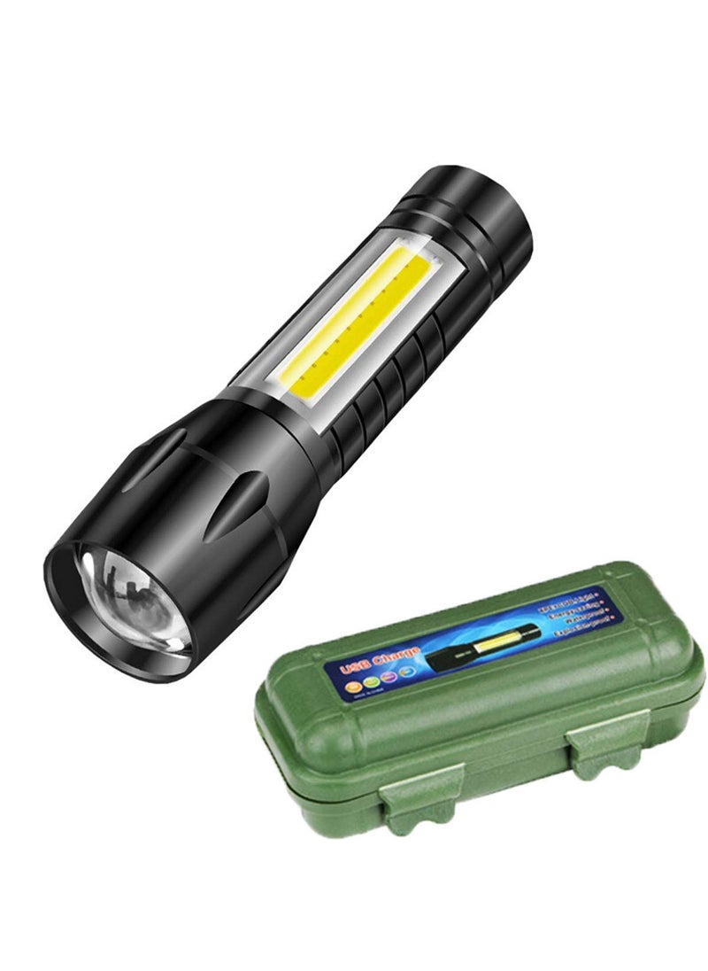 Sarjak - Sarjak Rechargeable Spot Torch 2 in 1 Led Flashlight Zoom Torch Mini Size Telescopic Portable Torch with Pen Clip Outdoor Other Camping Aluminum - Image 1