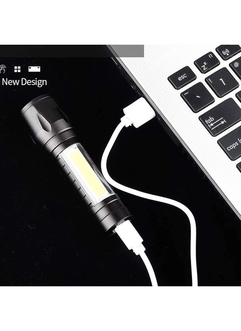 Sarjak - Sarjak Rechargeable Spot Torch 2 in 1 Led Flashlight Zoom Torch Mini Size Telescopic Portable Torch with Pen Clip Outdoor Other Camping Aluminum - Image 1