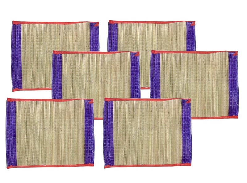 BHAKTI 2 SHAKTI MAKING WORSHIP SPECIAL Bhakti2Shakti Handmade kusha grass mat Kusha Grass Pooja Aasan 2 border Sitting Floor Mats Kushaasan Ecofriendly mat with Color Border 6 pieces - Image 2